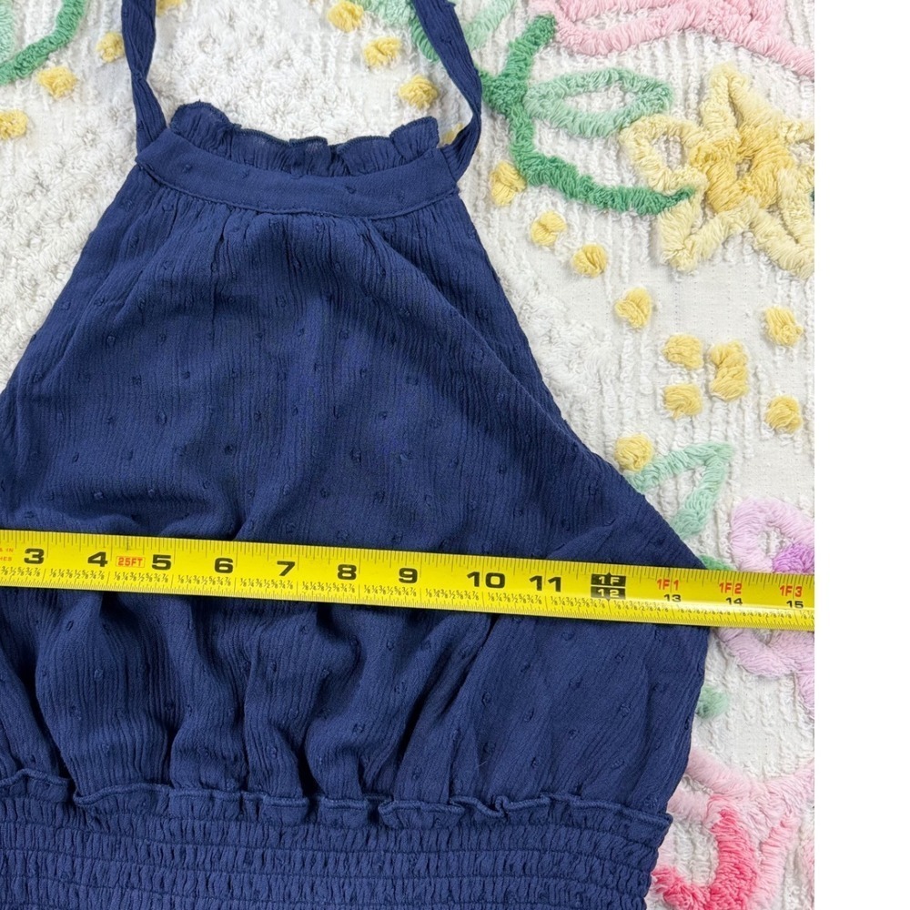 Speechless Navy Blue Swiss Dot Tiered Halter Neck Mini Dress Size Small‎ - Picture 4 of 9